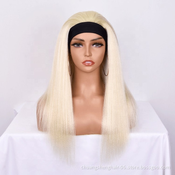 Whosesale products cheap straight headband wig for black women no glue long straingt synthetic fiber toupee(20 inches)